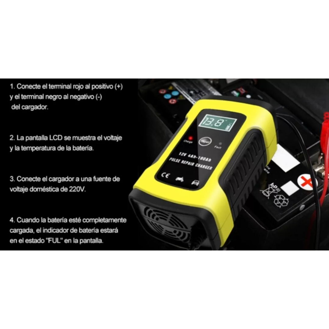 Cargador de batería auto-moto 12v