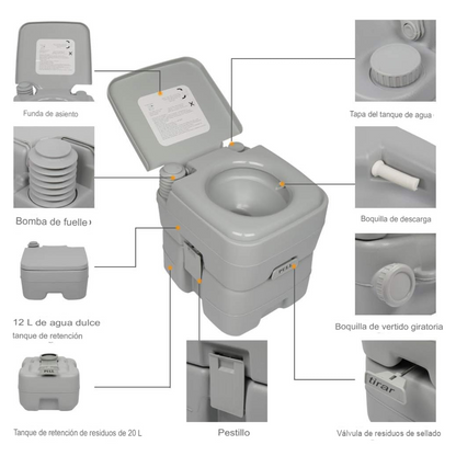 Inodoro portátil tanque de gran capacidad