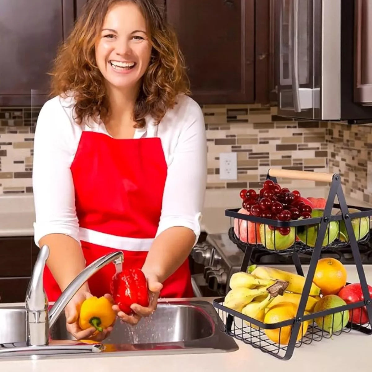 Organizador frutero cesta 2 niveles