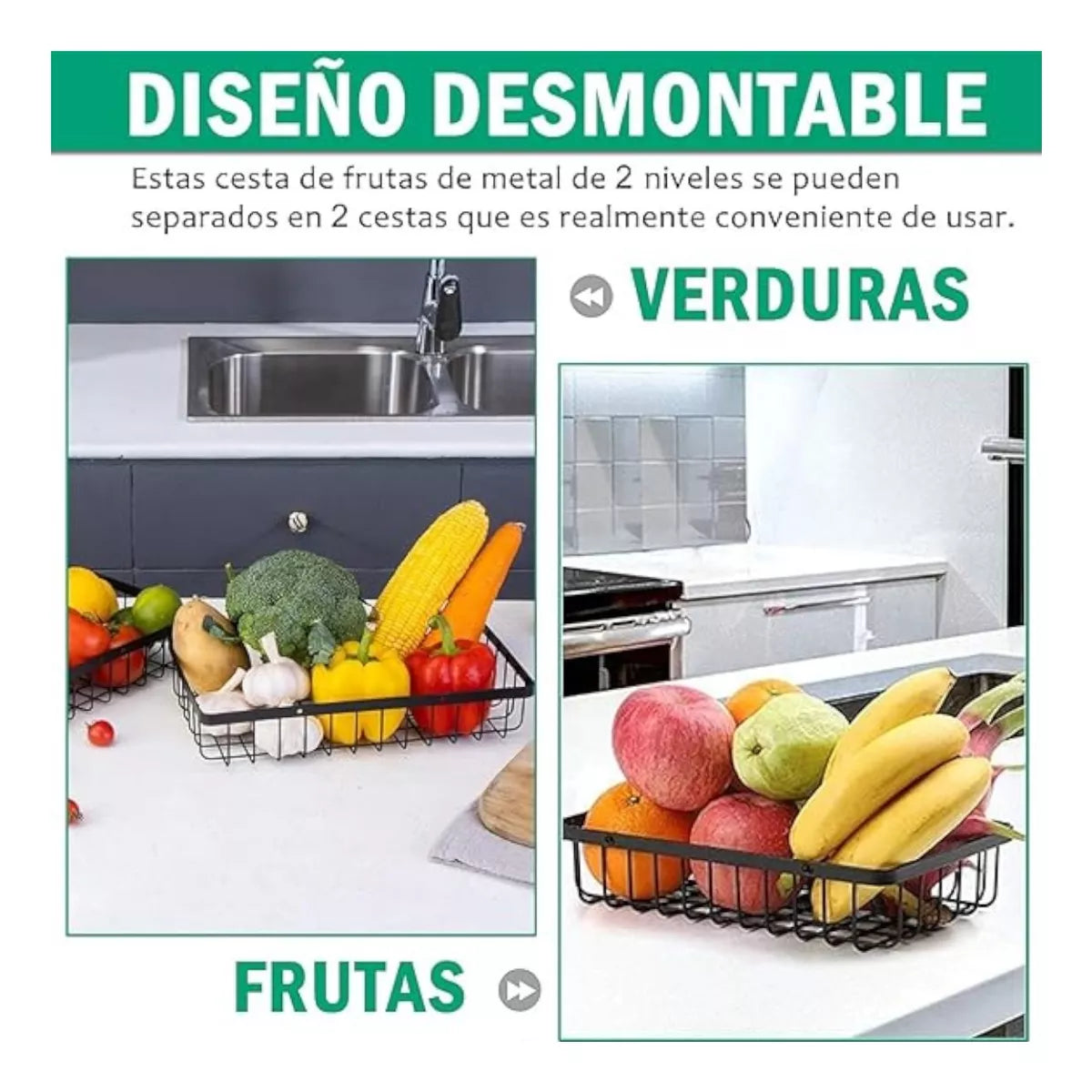 Organizador frutero cesta 2 niveles